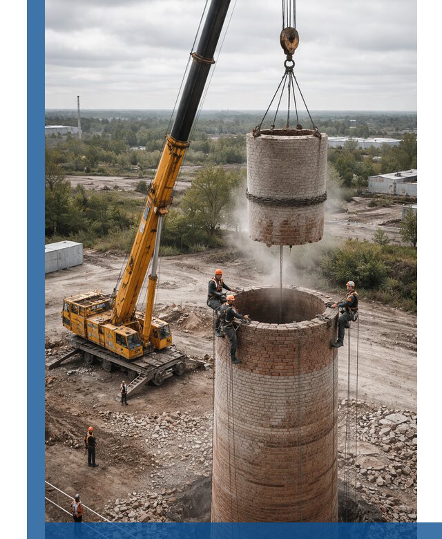 Демонтаж дымовой трубы в Слободской с гарантиями безопасности