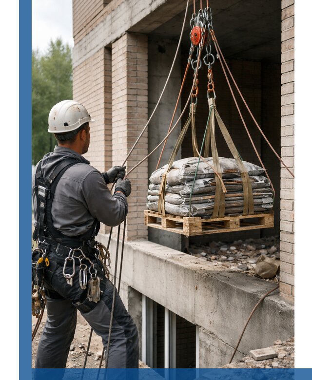 Подъем материалов на этаж веревками в Слободской оперативно