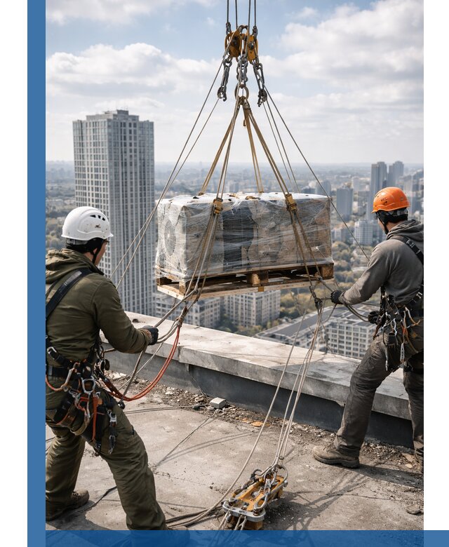 Подъем и монтаж крупногабаритных грузов на крышу в Слободской