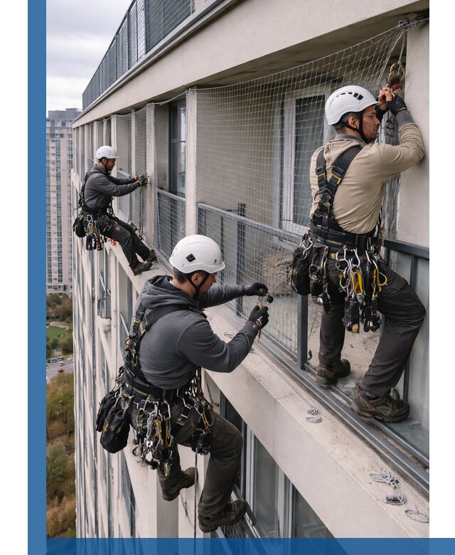 Профессиональный монтаж защитной сетки от птиц в Слободской